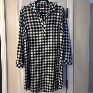 J. Jill Plaid Long Sleeve Dress in Black and White